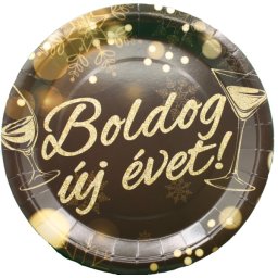 Papír tányér, Boldog új évet, 23 cm, 8 db/cs