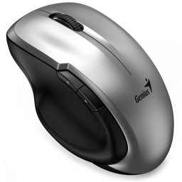 Genius Ergo 8200S egér, vezeték nélküli, optikai, 1200DPI, 5 gomb, csendes, BlueEye érzékelő, USB-C, ezüst színű