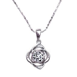 Rózsa ezüst medál nyakláncon, fehér kristállyal