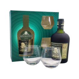 Diplomatico Exclusiva Reserva rum 0,7L 40% + 2 db Old Fashioned pohár díszdobozban