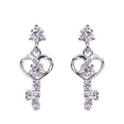 Kristálykulcs fülbevaló, ródium bevonattal