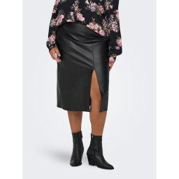 ONLY Carmakoma Bőr szoknya Rmia 15307489 Fekete Regular Fit