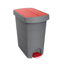 Szemetes kuka pedálos műanyag 60 literes Pelikán Slim eco antracit színű piros tetővel UP232-213