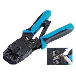 PROFI krimpelő fogó racsnival RJ10, RJ11, RJ12, RJ45, DEC csatlakozókhoz, lecsavarozóval