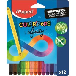 Színes ceruza készlet, háromszögletű, MAPED "Color'Peps INFINITY", 12 különböző szín