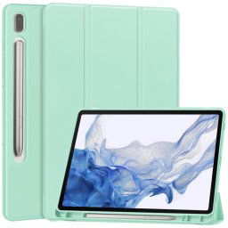 LEATHER Flip tok Samsung Galaxy Tab S9 telefonhoz világoszöld