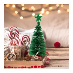 Mini dekor műfenyő - glitteres - 18 cm - 4 szín