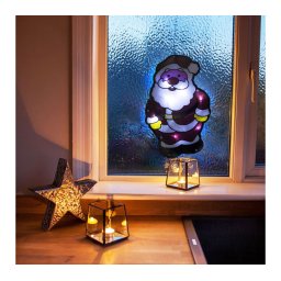 LED-es PVC ablakdekor - mikulás - 27 x 17 cm - 3 x AAA