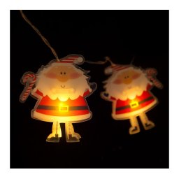 LED fényfüzér - mikulás - 10 LED - 1,35 méter - melegfehér - 2 x AA