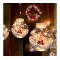 LED-es fényfüggöny - hógömb mikulással - 2,7 x 0,75 m - 110 melegfehér LED - IP44