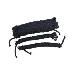 Bad Kitty - bondage kötél szett (20 m + 2 × 3m, fekete)