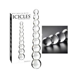 Icicles No. 2 - gömbös üveg dildó (átlátszó)