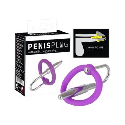 You2Toys - Penisplug - szilikon makkgyűrű kúpos dilátorrall (lila-ezüst)