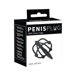 Penisplug - szilikon makk ketrec dilátorral (fekete)