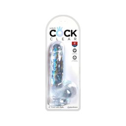 King Cock Clear 6 - tapadókorongos, herés kis dildó (15 cm)