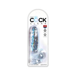King Cock Clear 6 - tapadókorongos, herés kis dildó (15cm)