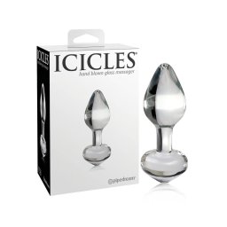 Icicles No. 44 - kúpos, üveg anál plug (átlátszó)