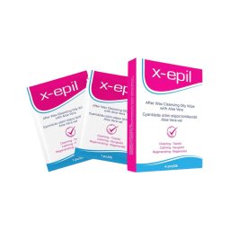 X-Epil - Gyantázás utáni olajos törlő kendő (4 db) - Aloe Vera