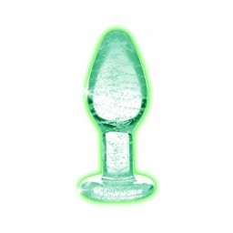 Booty Sparks Glow in the Dark M - üveg butt plug (átlátszó)