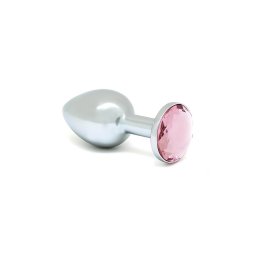 Rimba XS - pink köves, fém anál plug (ezüst)
