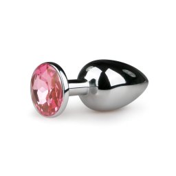EasyToys Metal No.1 - pink köves kúp anál plug (ezüst, 2,7 cm)