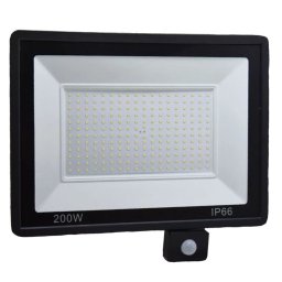 200W Ultra vékony 216 LED mozgásérzékelős reflektor fényvető hideg fehér SLIM Kültéri spotlámpa IP66 - F