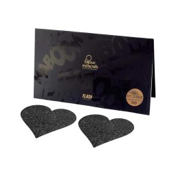 Bijoux Indiscrets Flash - szív alakú mellbimbó matrica (fekete)