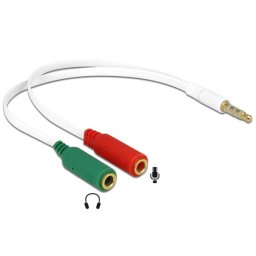 Delock fejhallgató adapter 1 x 3,5 mm-es 4 tűs sztereó jack csatlakozó hím > 2 x 3,5 mm-es 3 tűs sztereó jack csatlakozó nő (iPhone)