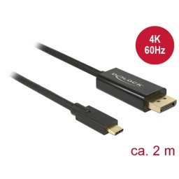 Delock USB Type-C hím > DisplayPort hím kábel (DP Alt Mode) 4K 60 Hz, 2 m, fekete