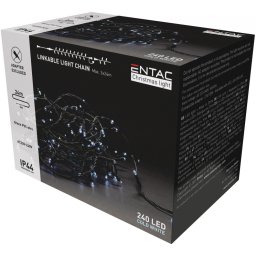 Karácsonyi IP44 240 LED Sorolható Füzér CW 24m adapter nélkül Entac