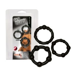 You2Toys - Légy kemény! péniszgyűrű szett (fekete, 3 db)