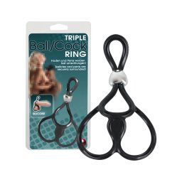 You2Toys - Tripla, állítható pénisz- és heregyűrű (fekete)