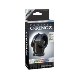 Fantasy Cock Pipe - péniszgyűrű és herenyújtó-gyűrű (fekete)