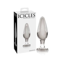 Icicles No. 26 - kúpos, üveg anál plug (átlátszó)