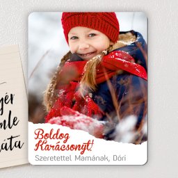 Karácsonyi fényképes fa hűtőmágnes
