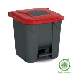 Planet Szelektív hulladékgyűjtő konténer, műanyag, pedálos, antracit/piros, 30L