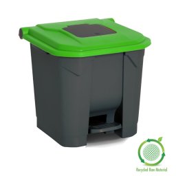 Planet Szelektív hulladékgyűjtő konténer, műanyag, pedálos, antracit/zöld, 30L
