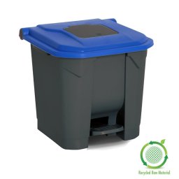 Planet Szelektív hulladékgyűjtő konténer, műanyag, pedálos, antracit/kék, 30L