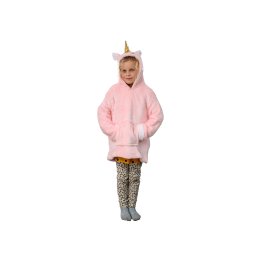 HOODIE UNICORN rózsaszín gyermek ujjas pléd ujjal és kapucnival