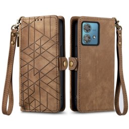 GEOM pénztárca tok Motorola Moto G84 5G barna színű