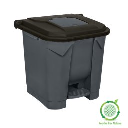 Planet Szelektív hulladékgyűjtő konténer, műanyag, pedálos, antracit/fekete, 30L
