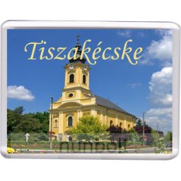 Tiszakécske Szentháromság templom hűtőmágnes (műanyag keretes)