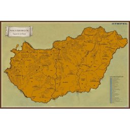 Kaparós Magyarország térkép, 84,1x59,4 cm, STIEFEL, arany bevonat