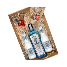 Karácsonyi Bombay gin tonik csomag karton díszdobozban