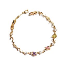 Hattyú díszes, színes kristályos 18k gold filled karkötő