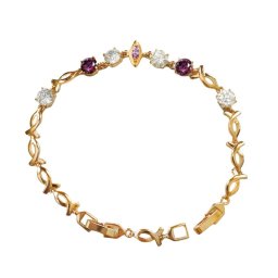 Lila kristályos, elegáns 18k gold filled karkötő