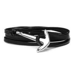 Fekete Bőr Horgony Karkötő