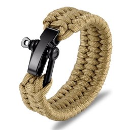Army Brown Paracord Karkötő - Fekete Zár