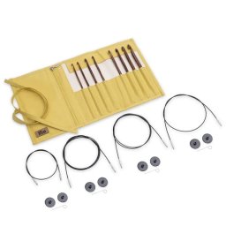 Cserélhető tuniszi horgolótű készlet Prym 1530 Knit Pro Natural, mustársárga tokban 223811