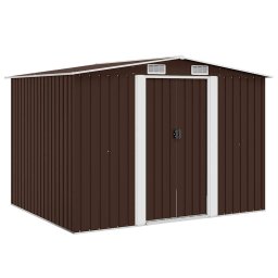 vidaXL barna acél kerti fészer 257 x 205 x 178 cm